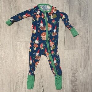 Little Sleepies Gnome Print Footie - Navy and Green